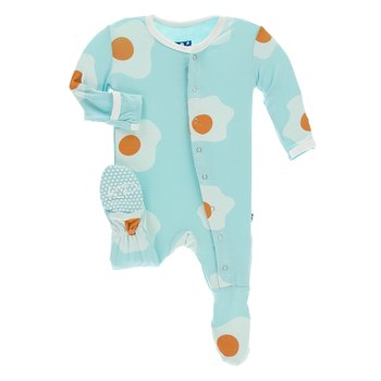 2T Kickee Pants Little Girls and Boys Print Footie with Zipper Feather Mandala