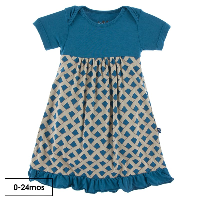 Print Short Sleeve One Piece Dress Romper In Blueberry Pie Outfit Sets Rompers