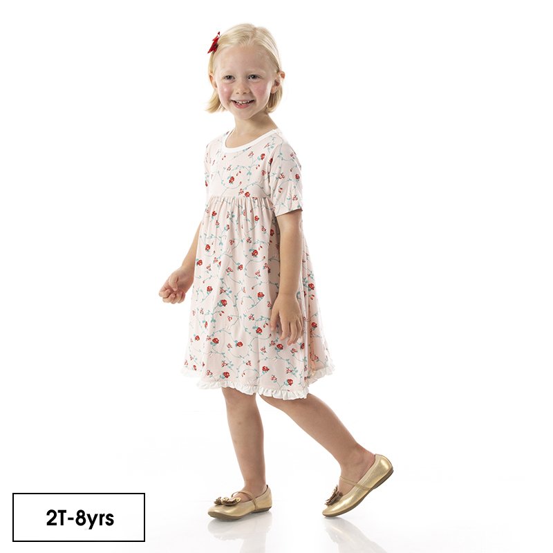 Print Classic Short Sleeve Swing Dress 