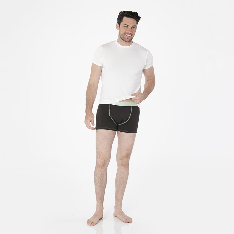 XS KICKEE Mens Solid Boxer Brief in Aloe with Topiary