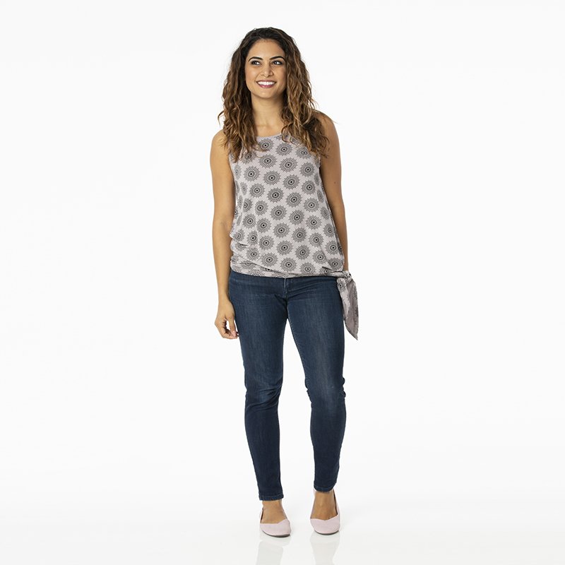 KICKEE Womens Print Side-Tailed Tank in Feather Mandala