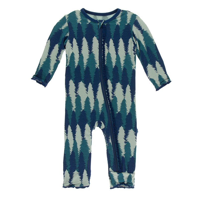 KicKee Pants Print Muffin Ruffle Coverall with Zipper