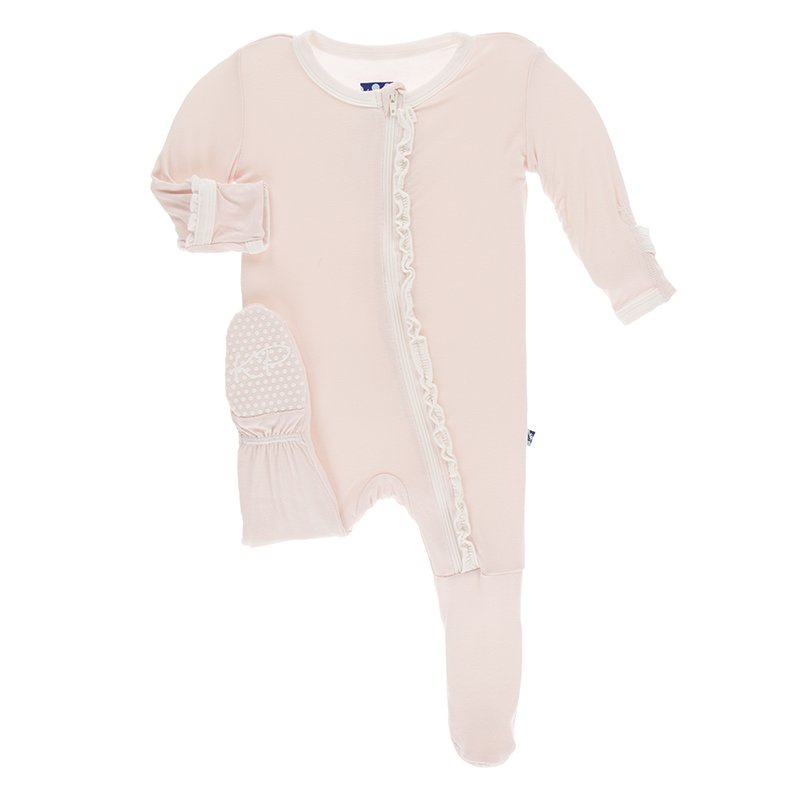 KicKee Pants Solid Muffin Ruffle Footie with Zipper