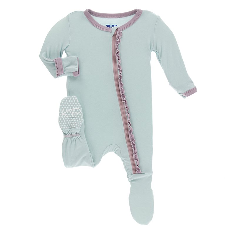 Spring Sky - 0-3 Months KicKee Pants Bamboo Solid Coverall with Zipper