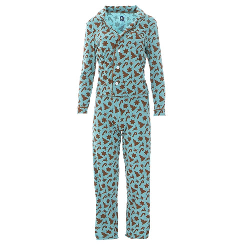 Print Collared Pajama Set in Christmas 