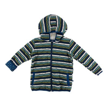 KicKee Pants Print Quilted Jacket with Sherpa-Lined Hood in Dusty Sky Tides with Navy 2T