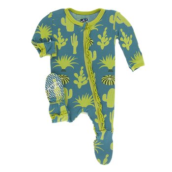 Kickee Pants Print Mexico Romper Seagrass Cactus - S-6//8